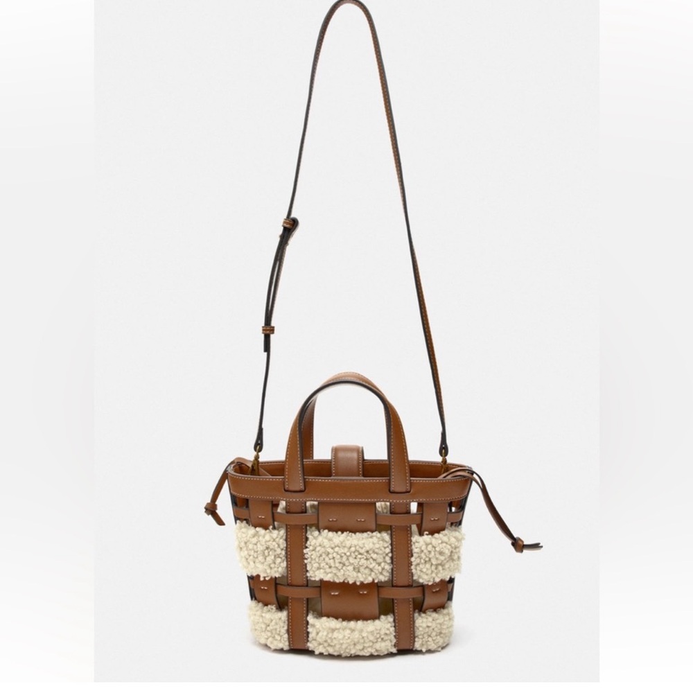 ZARA DIE-CUT MINI TOTE BAG DARK TAN